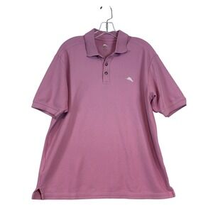 Tommy Bahama Mens Emfielder Polo Shirt Mauve Pink Pique Short Sleeve L Coastal